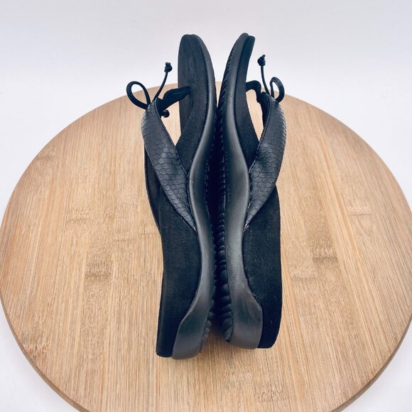 Vionic Cassie Sandals Womens 7 Black Leather Orthotic Flip Flop Bow - Picture 9 of 11